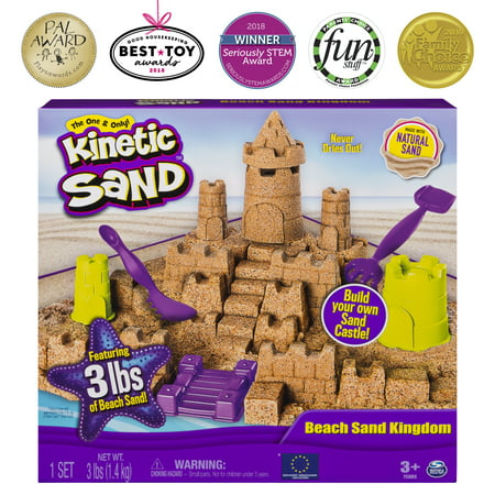 Kinetic Sand Beach Sand Kingdom Playset with 3lbs of Beach Sand, for Ages 3 and (Best Kinetic Sand Recipe)