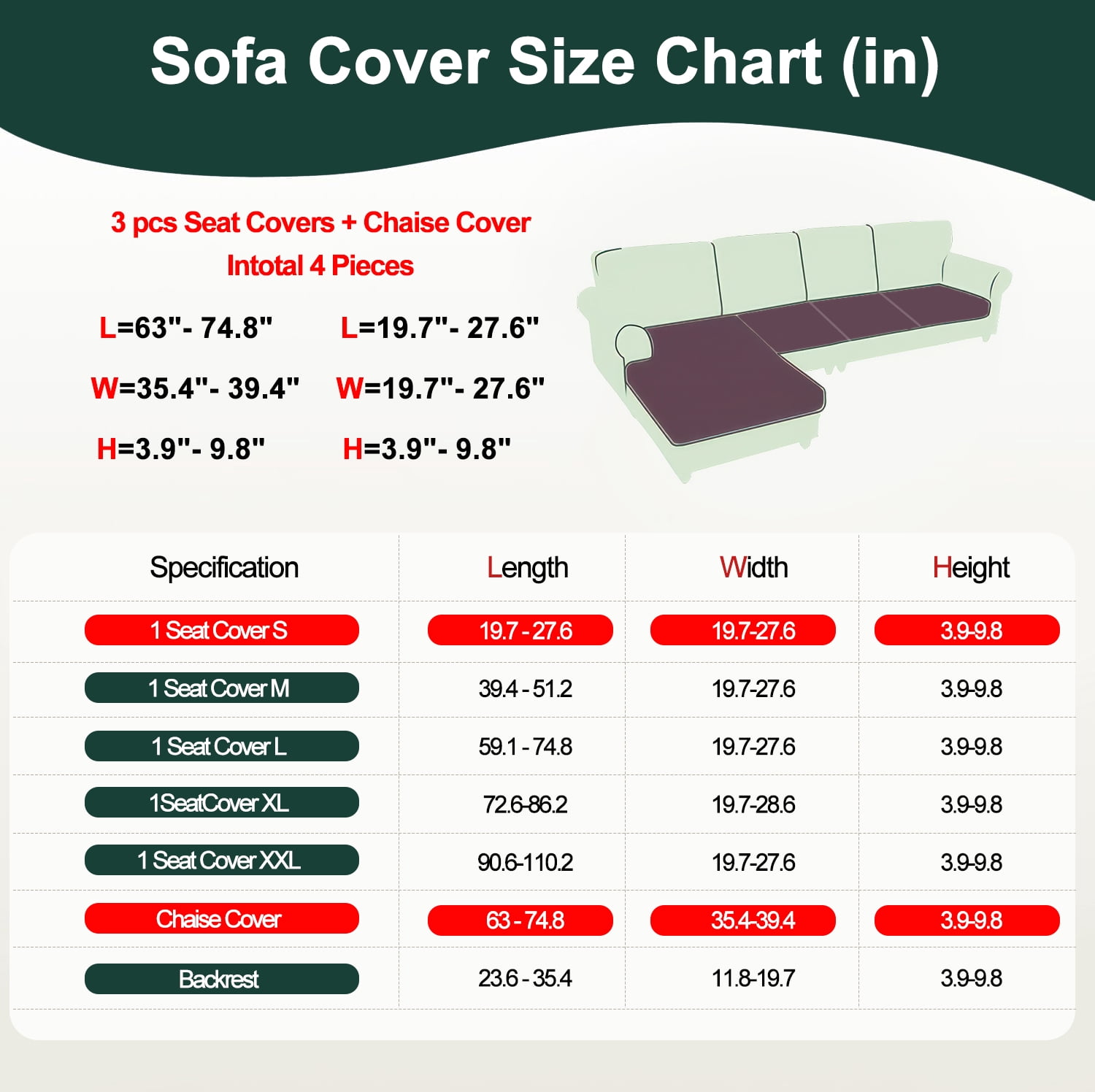 Sanmadrola Couch Covers Sofa Cushion Cover Slipcovers Wear-Resistant Universal Stretch Anti-Slip Sectional L Shape Sofa Covers, Chaise Lounge Sofa Slipcover