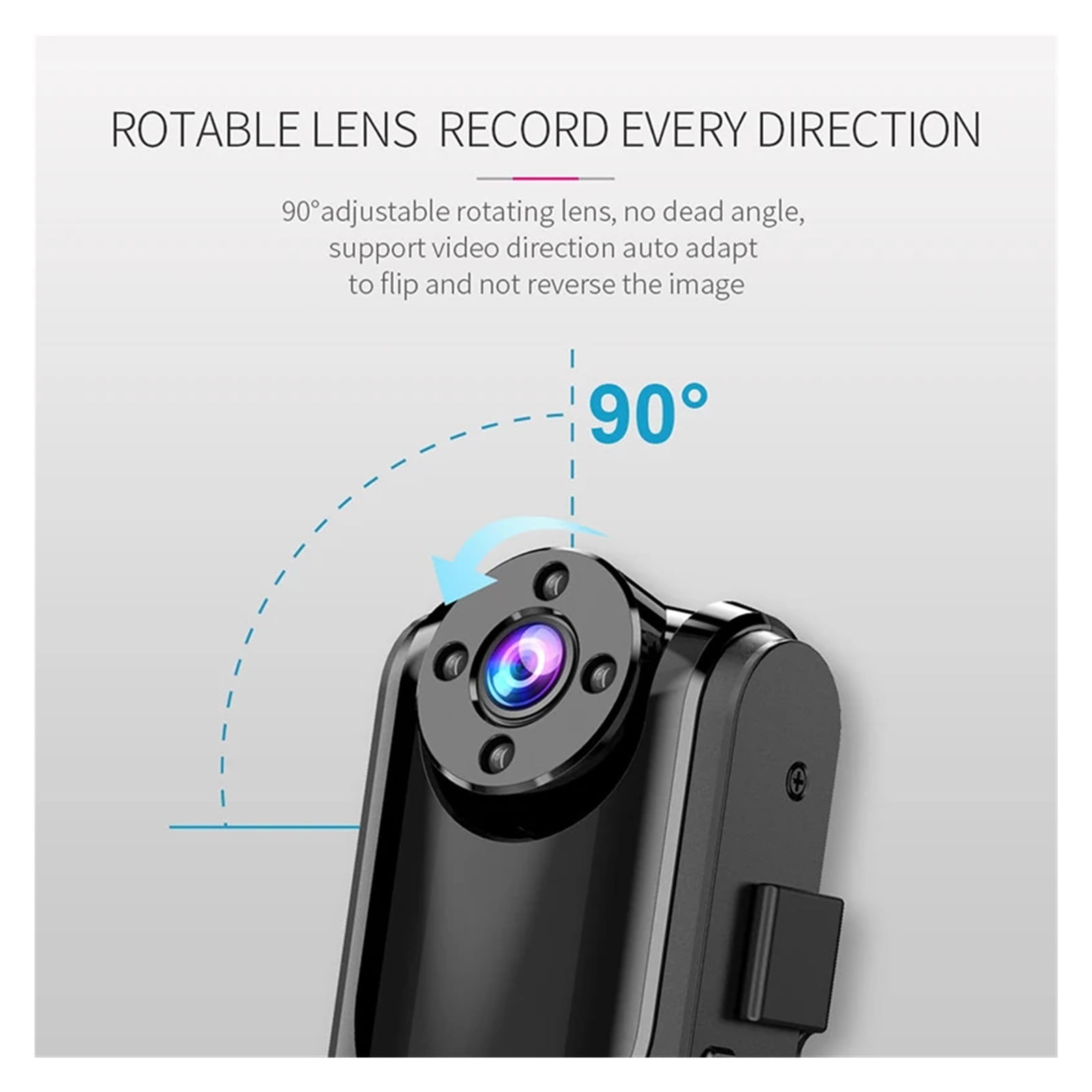 Body Worn Camera HD DVR Video Recorder Security 90 Degree Rotation Night Vision Motion Detection Mini Camcorders ,HD Shooting