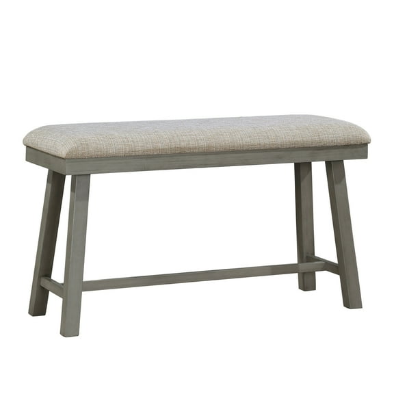 Light Gray Finish Counter Height Bench Foam Cushioned Seat Industrial Design Kitchen Dining Furniture 1pc