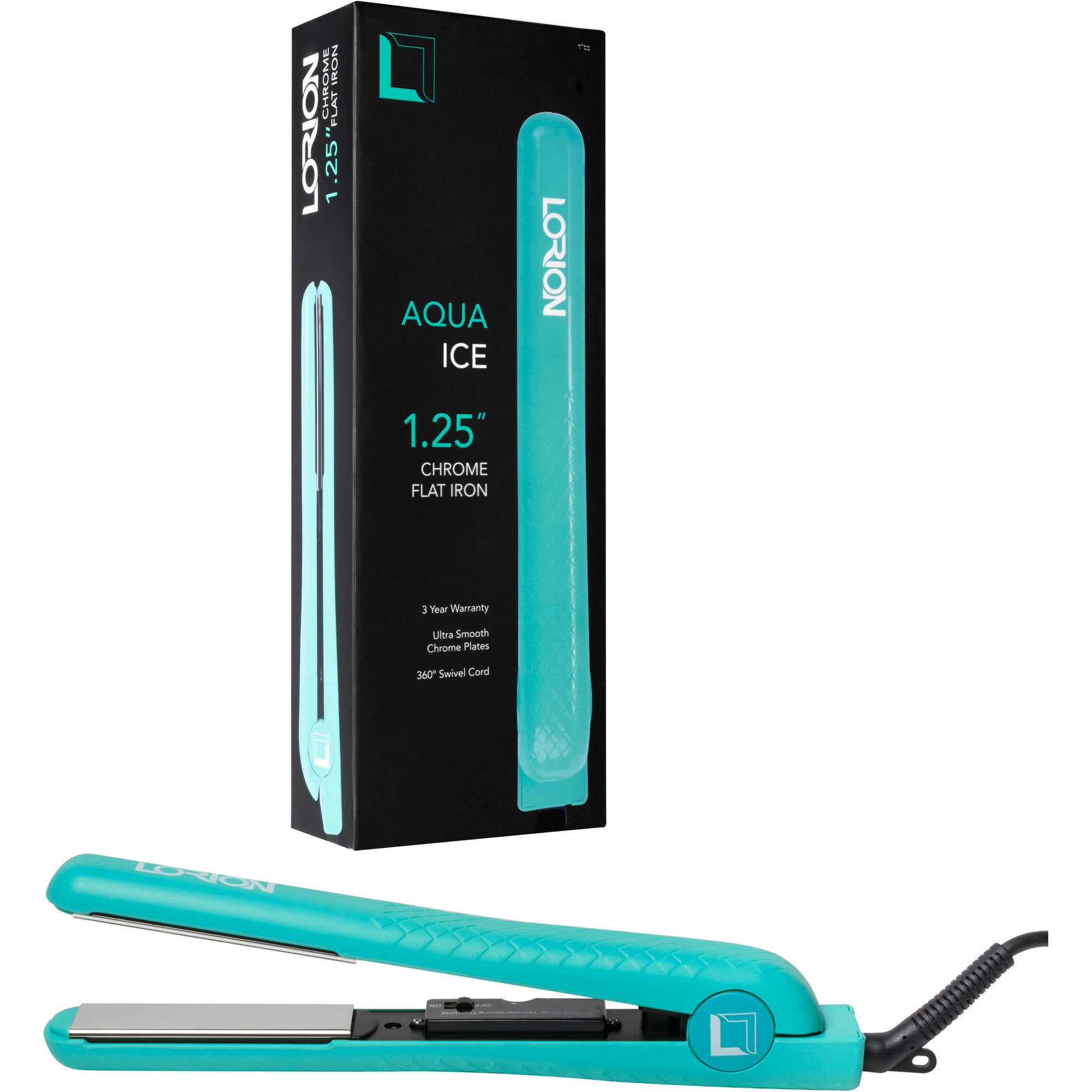 Lorion Aqua Ice Chrome Flat Iron, 1.25'