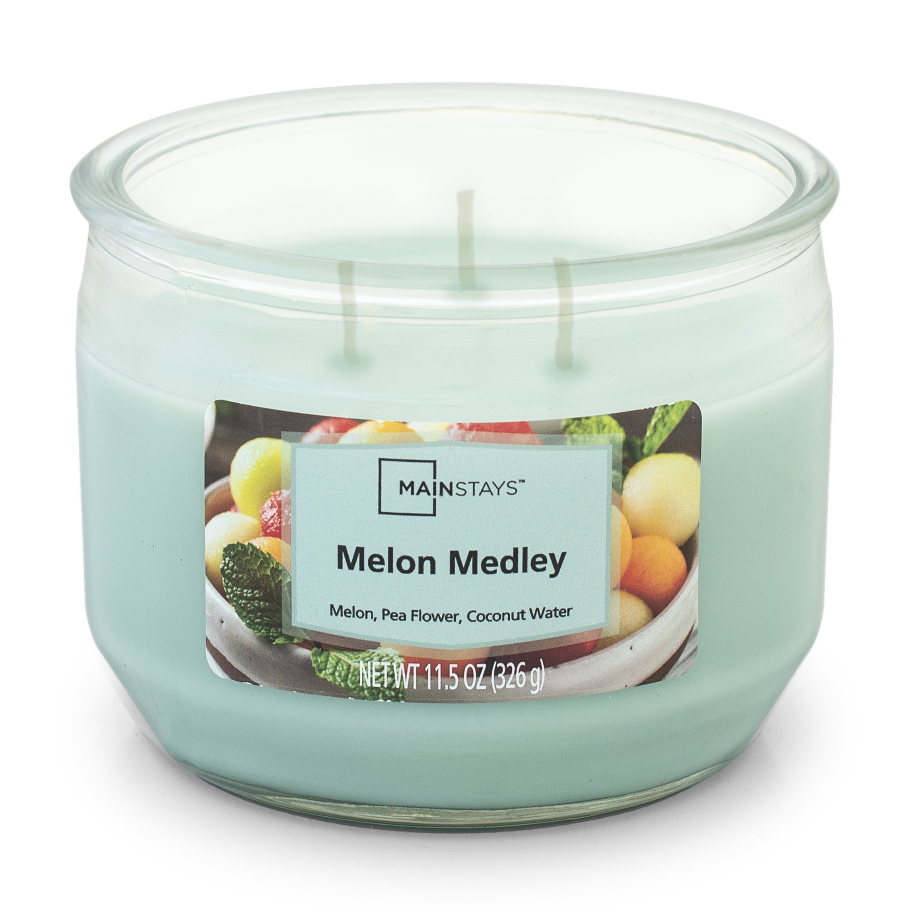 Mainstays Melon Medley Scented 3 Wick Candle, 11.5 oz.