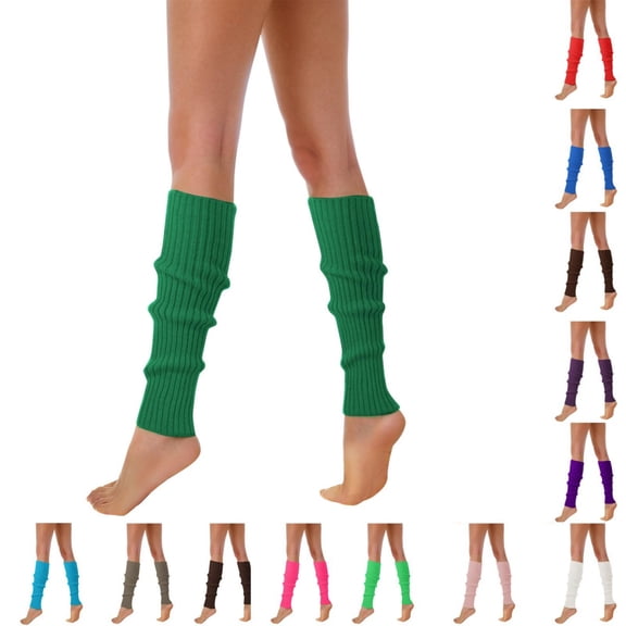 Bmisegm Leg Warmers for Women 80s 90s Ribbed Leg Warmer for Neon Party Knitted Fall Winter Sports Socks Stylish Accessories Knitted Sock Sleeves Green