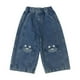 thumbnail image 1 of Odeerbi 1-10 Años Niñas Jeans de Piernas Anchas Pantalones de Vaquero Lindos Pantalones de Vaquero Cómodos Pantalones Largos Con Cintura Elástica, 1 of 5
