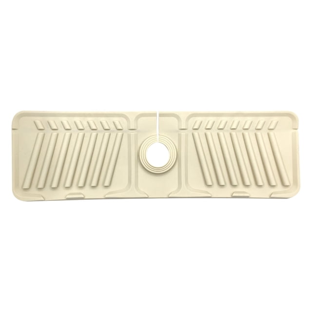 Protector contra salpicaduras para fregadero de cocina Wamans, almohadilla de drenaje de silicona con pendiente elevada de 5°, tapete para grifo con dispensador de jabón y soporte para esponja,