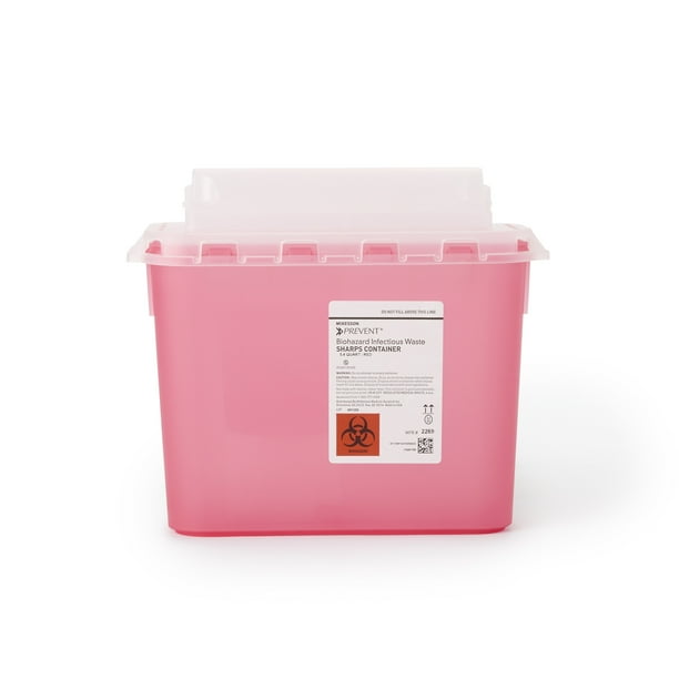 McKesson Biohazard Sharps Container, PunctureResistant Lockable Bin