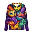 thumbnail image 3 of Jinhomg Kids Mardi Gras Shirt Novelty Funny Carnival Themed Mask Graphic Tops Lightweight Comfy Long Sleeve Crew Neck Holiday Pullover Summer Saving Multicolor #3, 3 of 5
