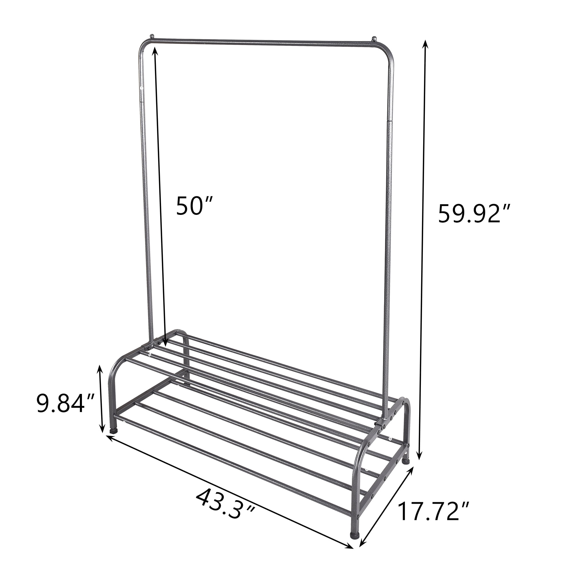 Clothing Garment Rack with Shelves Metal Cloth Hanger Rack Stand