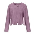 thumbnail image 6 of VEKDONE 2025 Clearance Fringe Jacket Women Western Faux Suede Leather Cardigan Jacket Cowboy Style Long Sleeve Solid Color Tassels Coat, 6 of 7