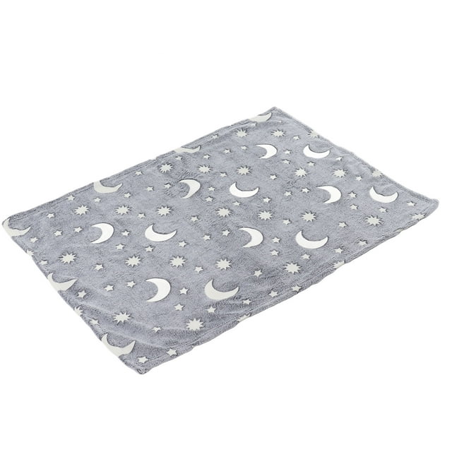 Manta Luminosa De 1,5x2m, Franela De Doble Cara, Diseño De Estrella Y Luna, Suave Que Brilla En La Oscuridad Para Niños, Fibra De Poliéster, Ligera