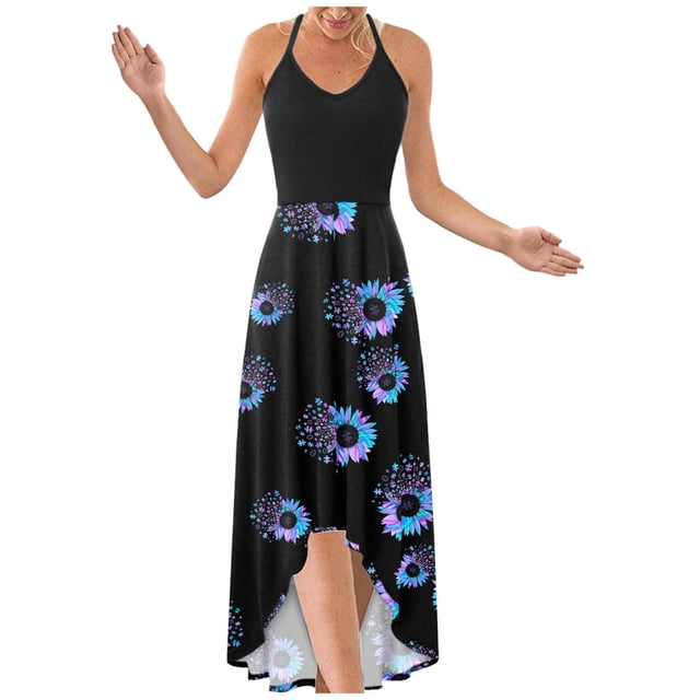 SMihono Robe d'Été Grande Taille pour Femmes 2023 Robes pour Femmes Été Grande Taille Manches Courtes Ample à Fleurs Longues Robes Robe d'Été Robes Boho