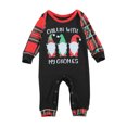 thumbnail image 4 of Christmas Parent-child Outfits Long Sleeve Round Neck Letter Pullover Patchwork Romper Plaid Trousers, 4 of 4