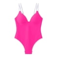 thumbnail image 4 of QUNYINEY Pink One Piece Swimsuit Women Tummy Control Slimming Bathing Suits Beach Push Up V Neck One-Piece Swimsuits, 4 of 7
