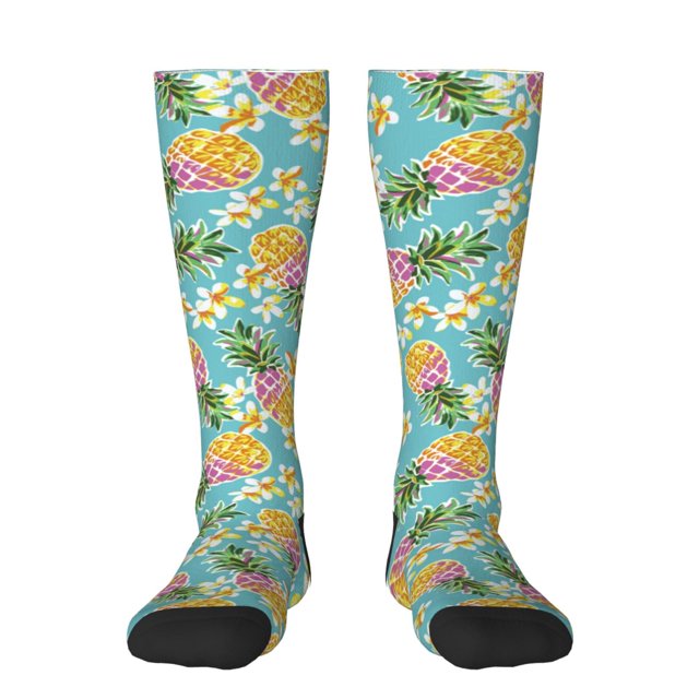 Fotbe Cute Pineapples Calcetas Divertidas Estampadas para Hombre y Mujer, Calcetas de Algodón hasta la Rodilla para Caminar, Correr, Enfermería y Embarazo