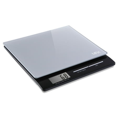 50 Pound Kitchen Scale MIRA Digital Easy to Use Kitchen Food Scale | Portable Lightweight Slim Food Scale Measures Grams, Pounds & Ounces Glass Platform Multifunction Scale | TARE function | 11 lb Capacity ()
