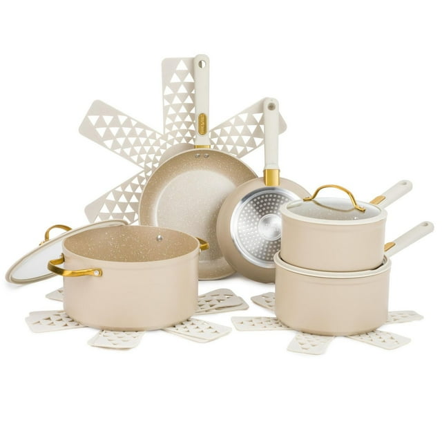 Thyme & Table Nonstick 12-Piece Cookware Set, Taupe