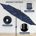 thumbnail image 7 of 9ft Outdoor Table Umbrella with 32 LED, Patio Market Umbrella with Push Button Tilt, Crank and 8 Sturdy Ribs,  Suitable for Garden, Deck, Backyard, Pool, Dark Blue, 7 of 7