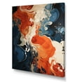 thumbnail image 2 of Designart "Liquid Ink Waves Blue and Orange Fusion V" Abstract Canvas Wall Art - Modern Blue Abstract Painting Bedroom Canvas Wall Art, 2 of 6