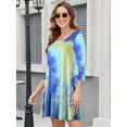 thumbnail image 2 of CRAYNER Fall Dresses for Women 3/4 Sleeve Dress with Pockets Casual Tshirt Dress Loose Fits Crew Neck Flowy Swing Dress, S, 2 of 9