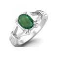thumbnail image 2 of Solid 925 Sterling Silver 7x5mm Oval Shape Emerald Engagement Women Mother's Day Gift Ring, 2 of 4
