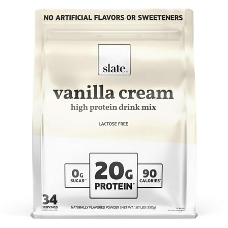 Milk - High Protein Drink Mix Powder - Vanilla Cream, 34 Servings Bag - Lactose Free, 20g Protein, 0g Sugar, 90 Calories, 1g Carbs, No Added Sugar - Breakfast Boost - Post Workout - 1.87 lbs