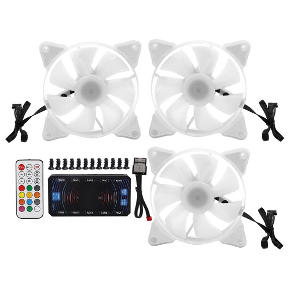 Ventilador enfriador de caja de computadora, ventilador de PC, ventilador de refrigeración de CPU multicolor RGB, 12 V CC, 6 pines (marco redondo)