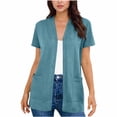 thumbnail image 2 of Gamivast Womens Tops Dressy Casual Open Front Short Sleeve Layering Tops Solid Work Tops Pockets Loose Daily Office Wear Cute Outfits, 2 of 7