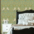 thumbnail image 2 of Cranes Peel and Stick Wallpaper 23.6in x 9.8ft Elegant Herons Golden Floral Teal Art Nouveau Style Contact Paper Vinyl Waterproof Self Adhesive Wall Paper for Bedroom Shelf Cabinet Renter Friendly, 2 of 8
