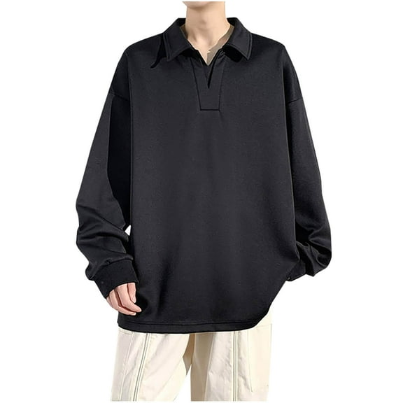 M-5X Big & Tall Sweatshirts for Men Long Sleeve Plus Size Collared Golf Shirts Casual Solid Color Pullover Comfort Office Work Sweatshirt Tops