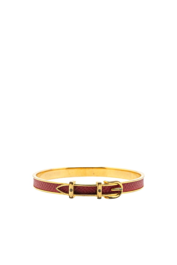 Pre-Owned Hermes Belt Motif Bangle Gold Red Plated Women's HERMES