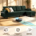 thumbnail image 3 of Pingliang Home Convertible Sectional Sofa with Storage Ottoman and Side Storage Pockets,Modern 4 Seat L Shaped Couch with 19.3" Seat Depth for Living Room Office Apartment Studio,Green, 3 of 14