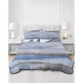 thumbnail image 2 of Quilts Queen Size Bedding Set, Blue Brown Ombre Lightweight Quilted Comforter, Vintage Shabby Blue Abstract Art Soft Reversible Bedspread Coverlet with Pillow Covers for All Season, 90" x 96", 2 of 7