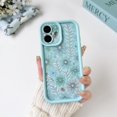 thumbnail image 3 of Biwat-Compatible for iPhone 16 Case Aesthetic Cute Color Flower Floral Leaf Design for Girls Women Soft TPU Shockproof More Protective Girly for iPhone 16 Case-Blue, 3 of 4