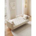 thumbnail image 3 of FFH 71" Velvet Futon, Convertible Sleeper Sofa Bed with 3-Position Adjustable Backrest, Twin-Size Sleeper Sofa with Throw Pillows, Beige, 3 of 10