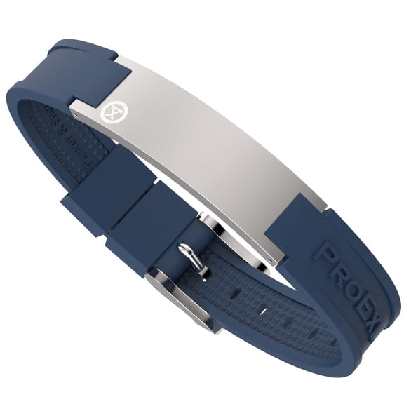 PROEXL BRUSHED STEEL SPORTS MAGNETIC BRACELET BLUE STRAP