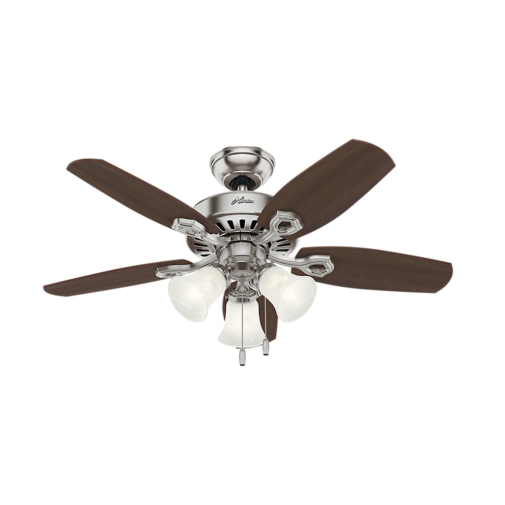 Hunter 42 Builder Small Room Brushed Nickel Ceiling Fan With Light Com