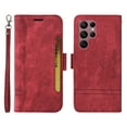 thumbnail image 2 of Wallet Case for Samsung Galaxy S22 Ultra, Wrist Hand Strap Premium PU Leather TPU Shockproof Flip Cover with Kickstand Card Slots Holder Magnetic Clasp Case for Samsung Galaxy S22 Ultra, Red, 2 of 8