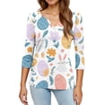 thumbnail image 2 of HAVUITYY Bunny Eggs Sweaters for Womens, Cute Easter Printed Womens 3/4 Sleeve Tops, Spring Going Out Shirts for Women Wear & Gifts, 2 of 5