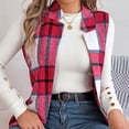 thumbnail image 5 of MexChoioe Womens Plaid Vest Lapel Collar Open Front Sleeveless Wool Blend Casual Outer Gilet for Womens, 5 of 7