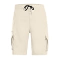 thumbnail image 4 of Men's Multi Pocket Cargo Shorts Solid Color Elastic Waist Drawstring Tactical Shorts Summer Workout Bottoms Daily Casual Wear, 4 of 7