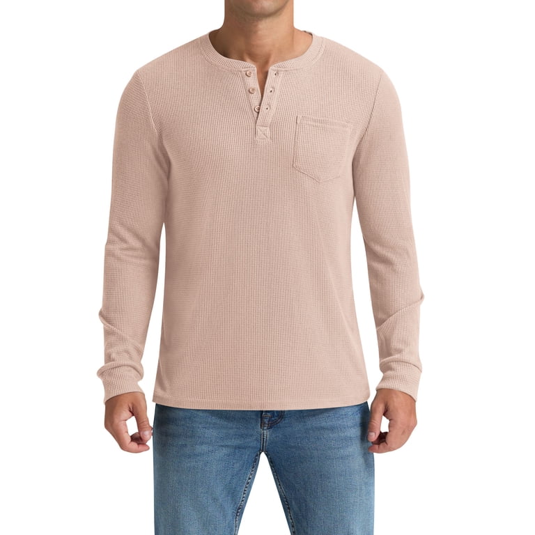 Iceglad Men's Long Sleeve Waffle Henley Shirt photo 7