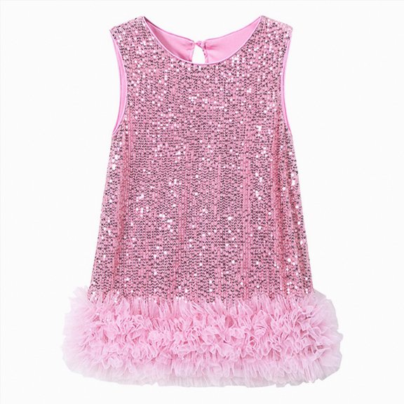 HCNTES Tutu Dress for Girls Sparkly Emerald Green Sequin Tulle Sleeveless Dress for Pageants