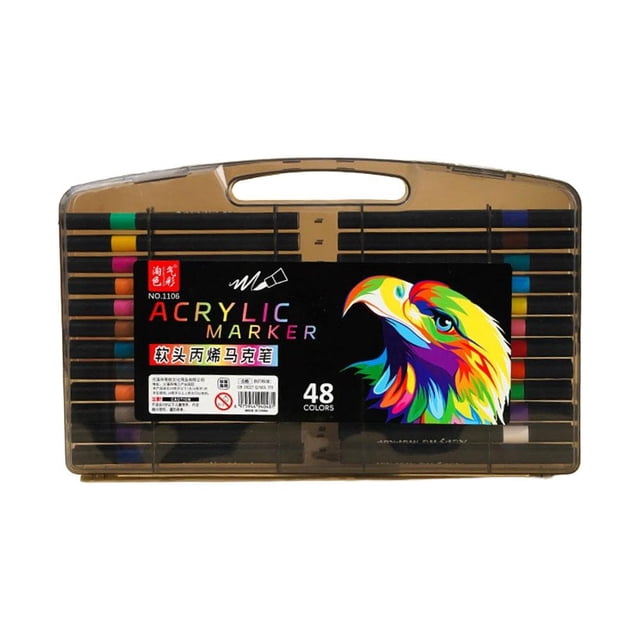 24/48 Colors Acrylic Paint Pens, Soft Brush Tip Acrylic Marker Pens
