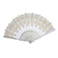 thumbnail image 2 of Ventilador plegable de tela de seda de encaje de flores de mano para fiesta de boda blanco Sunnimix Mujeres abanicos de flores, 2 of 5