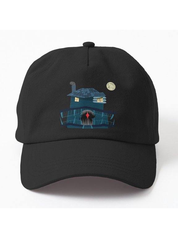 Monster House Night Baseball Cap, Spooky Graphic Design, Hat Style