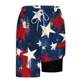 thumbnail image 7 of cllios American Flag Swim Trunks Men 4th of July Drawstring Board Shorts 2 in 1 Quick Dry Swimming Shorts Patriotic Red White and Blue Printed Bathing Suits with Compression Liner, 7 of 7