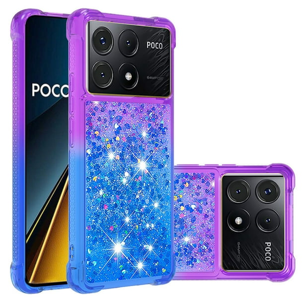 Funda para Xiaomi Poco X6 Pro Transparente con Brillos Carcasa Protectora Antigolpes con Glitter Brillante
