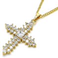 thumbnail image 3 of 27.7mm Polished 14k Yellow Gold Plated Clear Cubic Zirconia Square Curb Pendant + Necklace, 21.5, 3 of 4