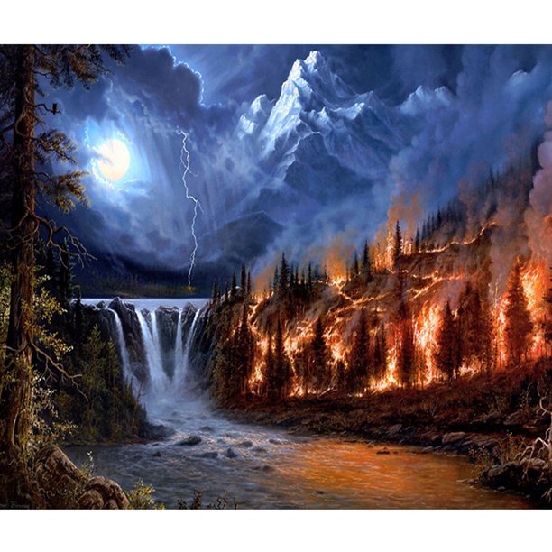Taladro diamante pintura (DF2800) 5D DIY fuego bosque bordado completo punto de cruz Kit 20X30cm FLhrweasw Nuevo