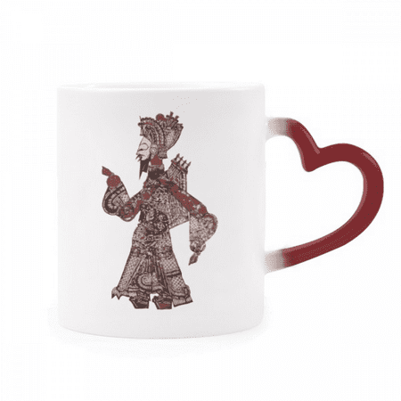 

Traditional Shadow Play Man Walk Heat Sensitive Mug Red Color Changing Stoneware Cup